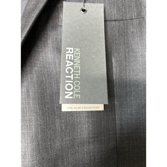 NWT Kenneth Cole Reaction Grey Slim Fit 2-Piece Suit 40R W34 L34 Mens Formal Wea - Picture 4 of 13